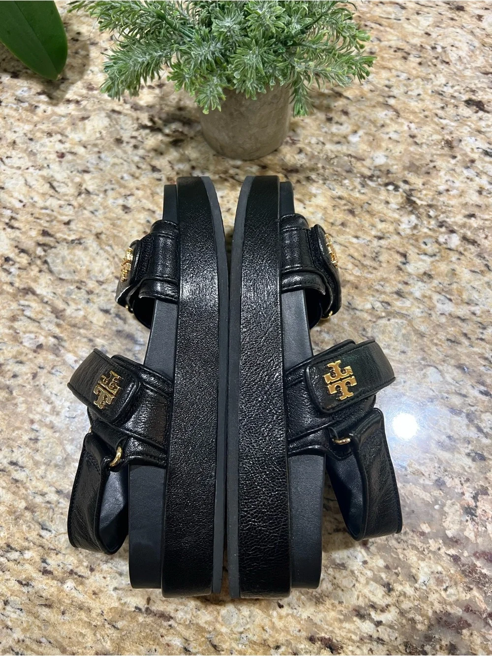 Tory Burch Kira Black Leather Slingback Sandals 8M
